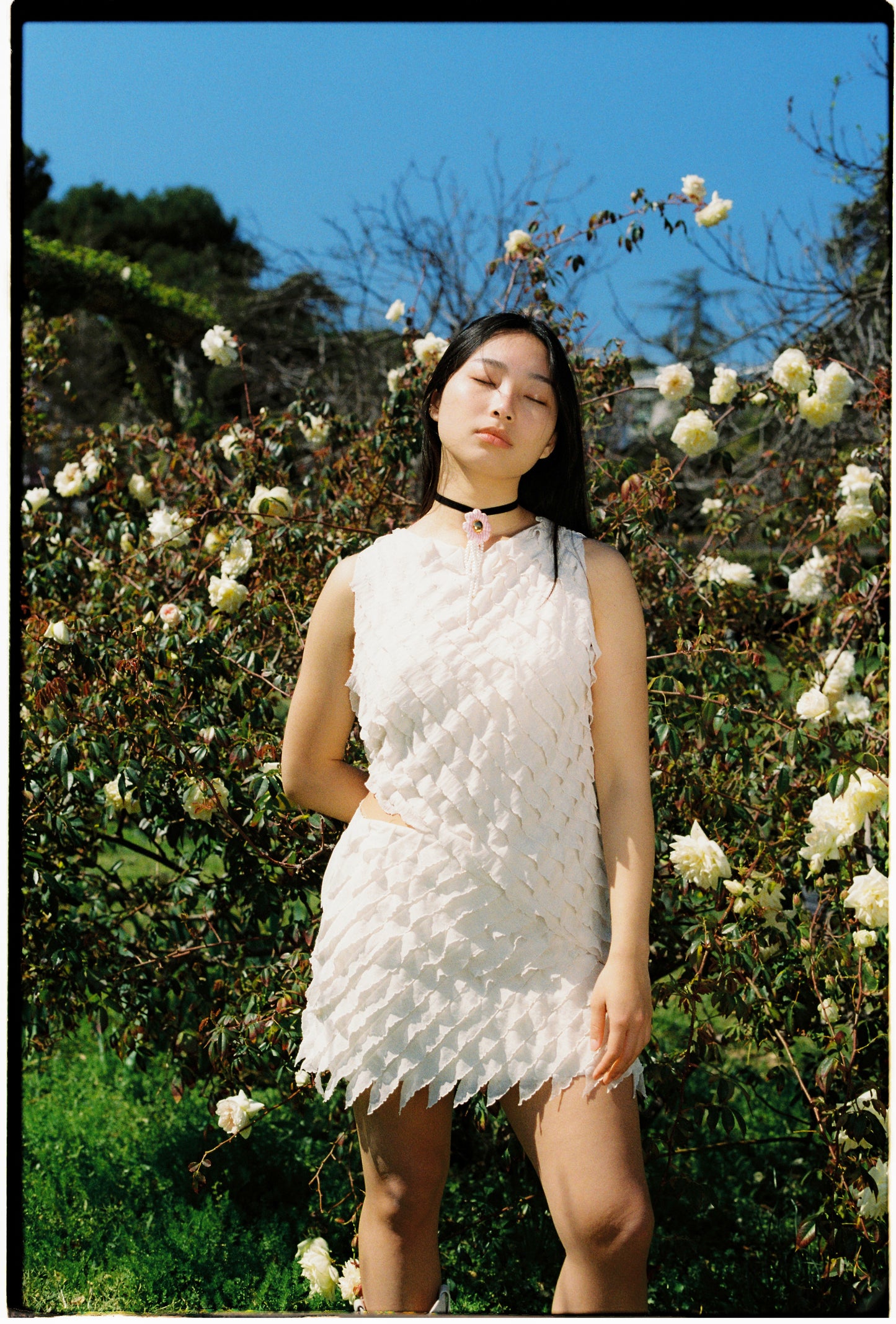 summer skirt, summer outfit, white summer outfit, ruffles skirt, sustainable fashion brand